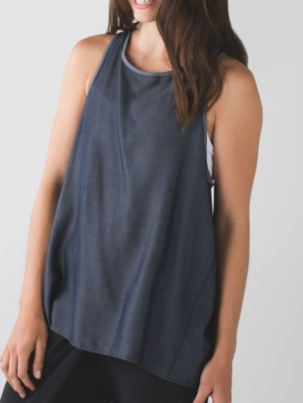 Lululemon Athletica All Tied Up Tencel Split Back Tank Top In Deep Navy